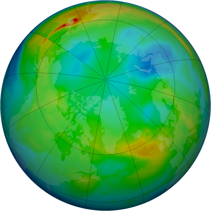 Arctic ozone map for 22 November 1986